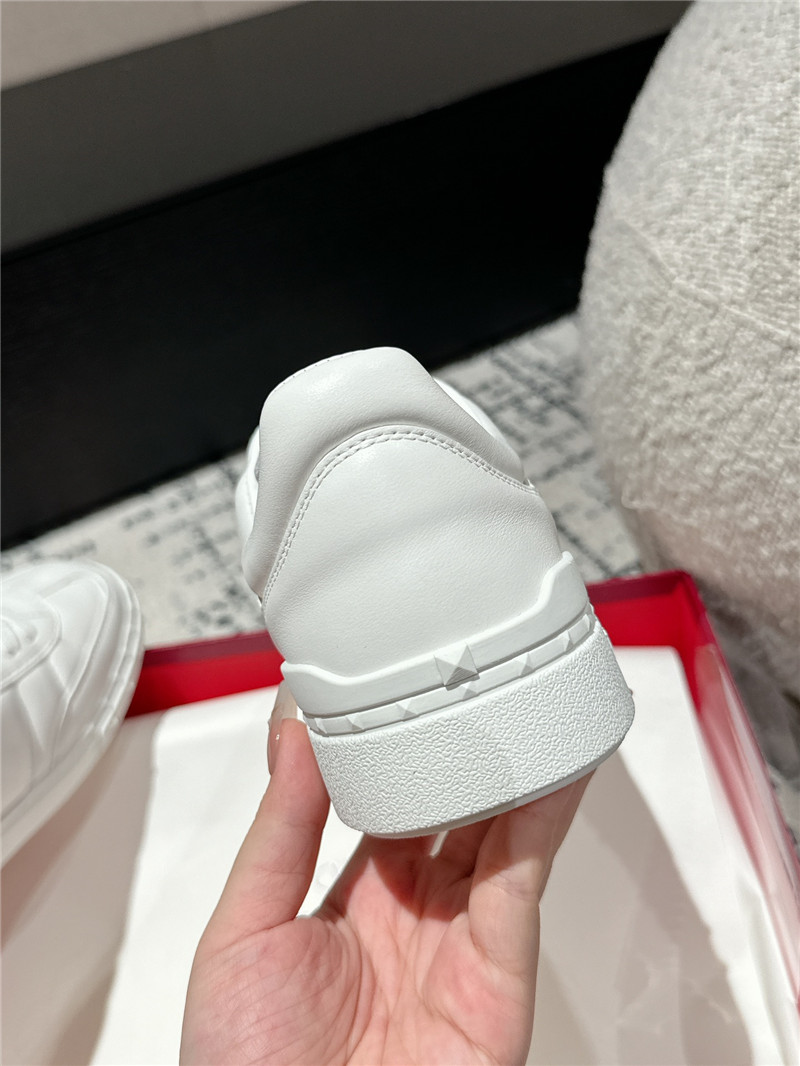 Valentino White Leather Lace-Up Sneakers