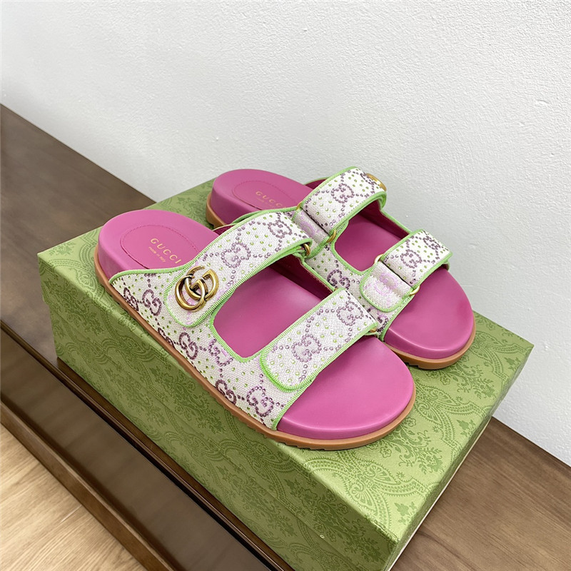 Gucci GG Canvas Crystal-Embellished Sandals