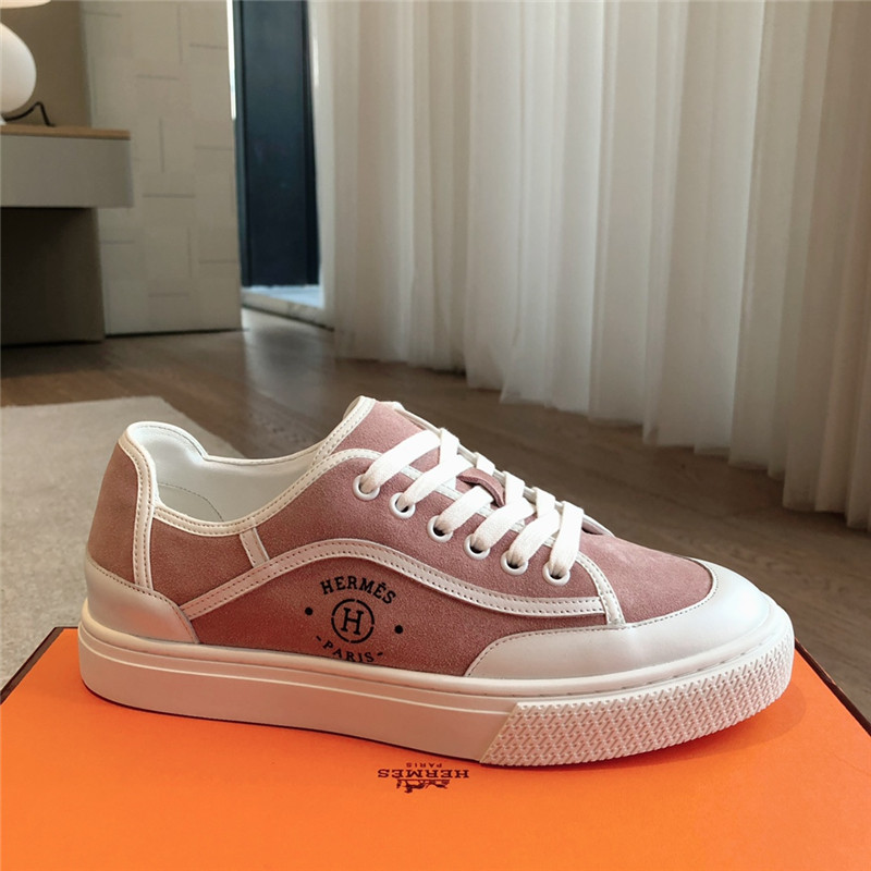 H**me5 canvas print lace-up sneakers in pink