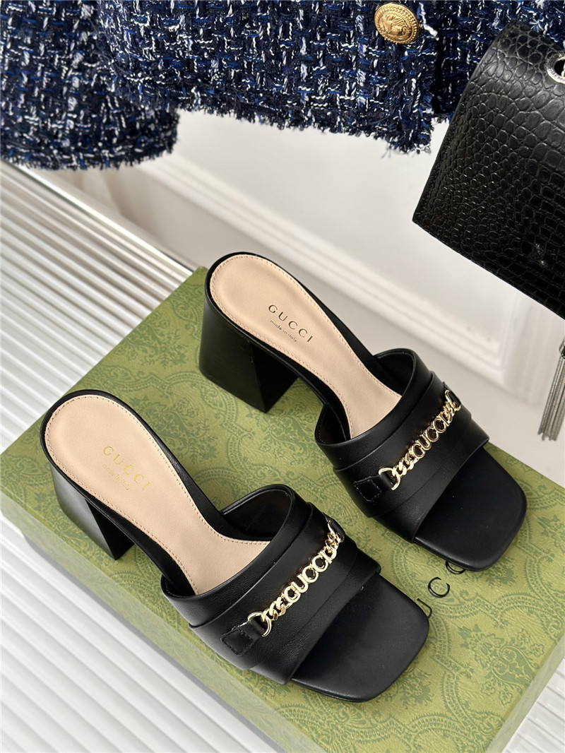 Gucci Signoria Leather Slide Sandal Black