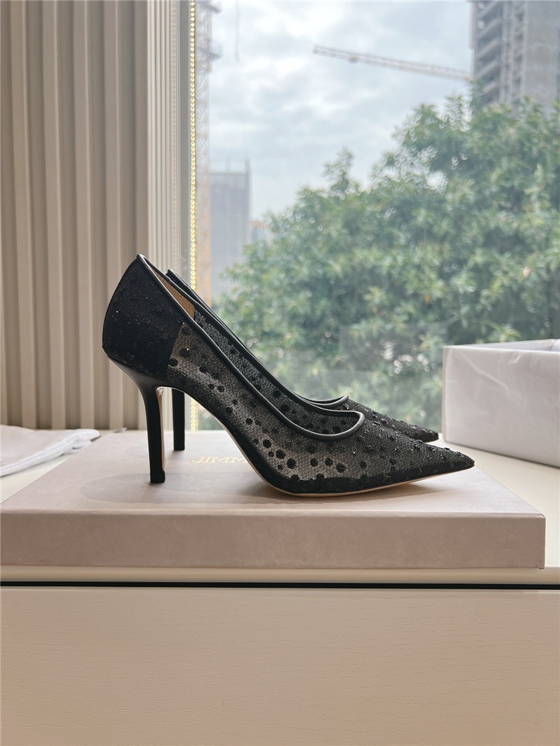 Jimmy Choo Black Mesh Pumps with Dégradé Crystals