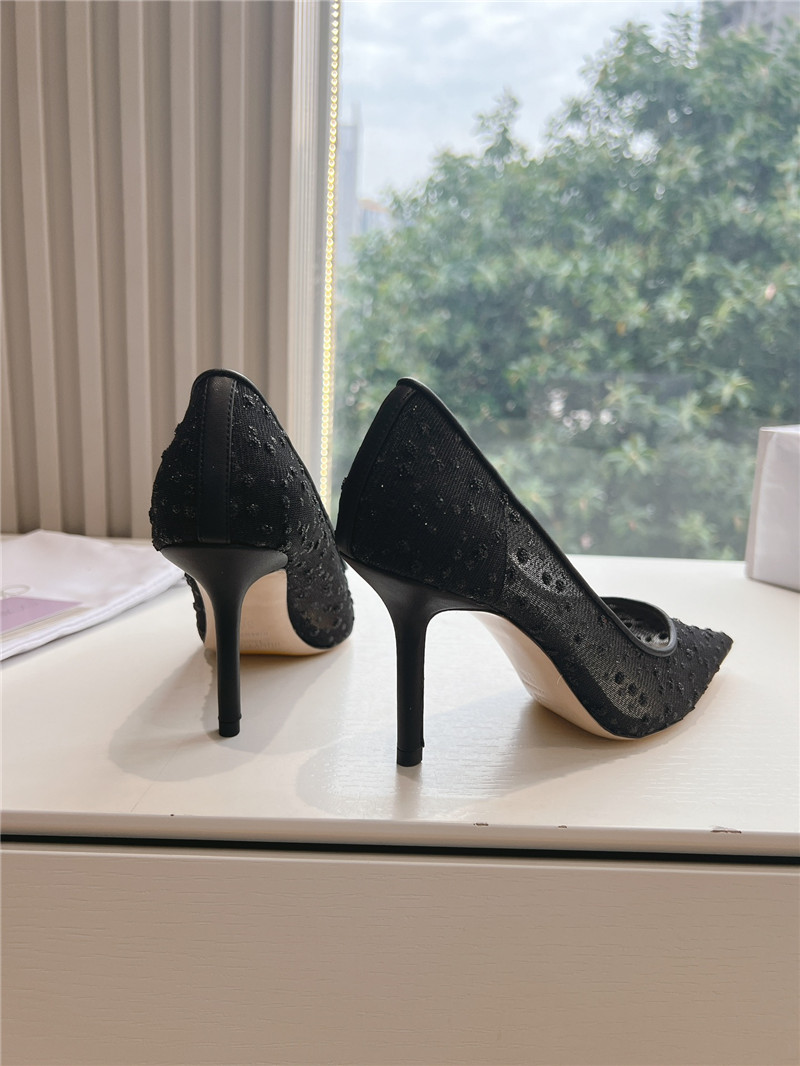 Jimmy Choo Black Mesh Pumps with Dégradé Crystals