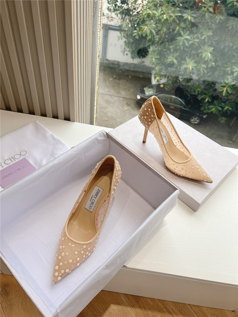 Jimmy Choo Brown Mesh Pumps with Dégradé Crystals