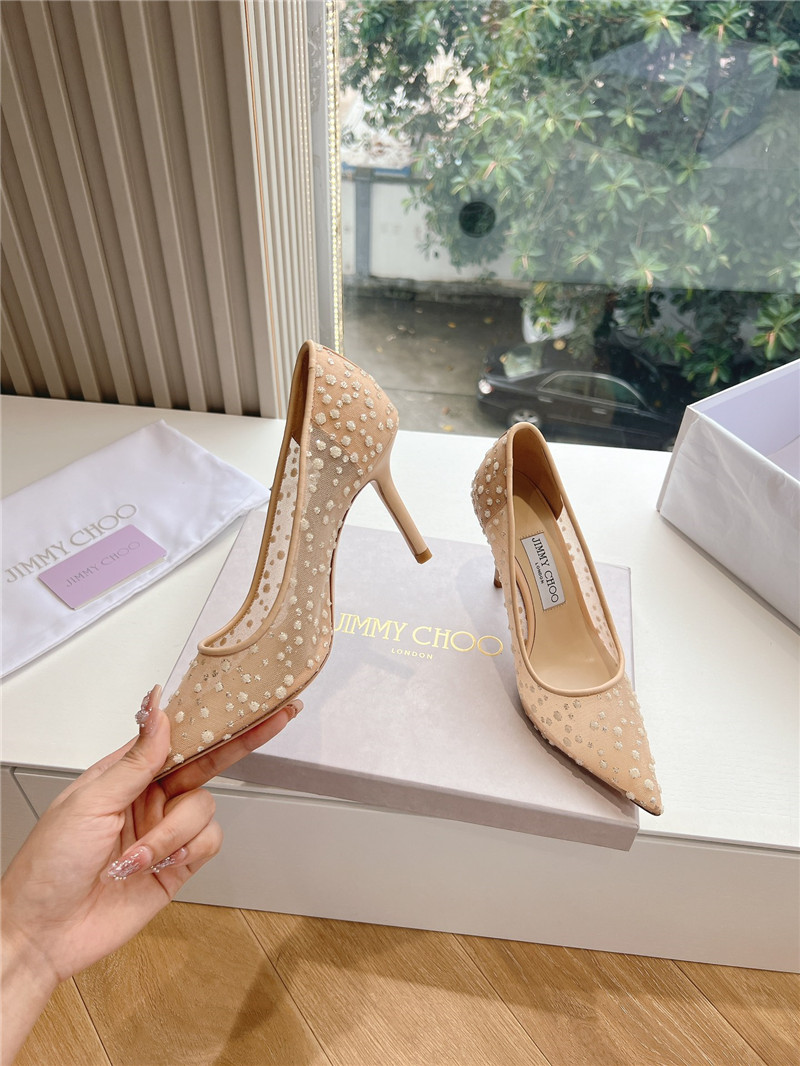 Jimmy Choo Brown Mesh Pumps with Dégradé Crystals