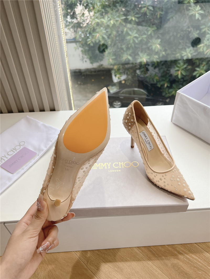 Jimmy Choo Brown Mesh Pumps with Dégradé Crystals