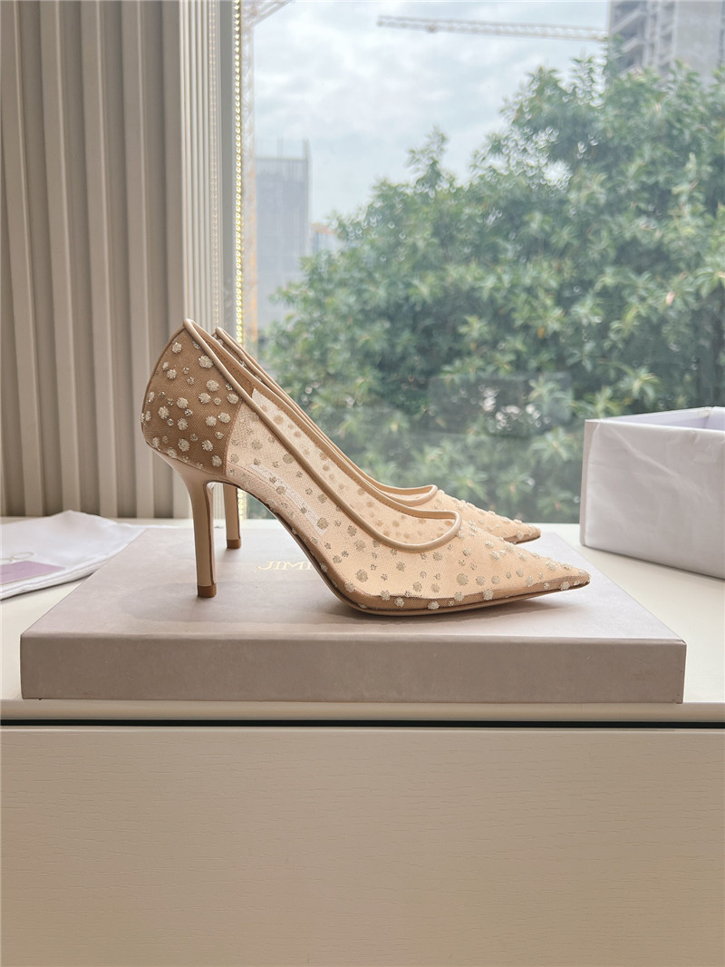 Jimmy Choo Brown Mesh Pumps with Dégradé Crystals