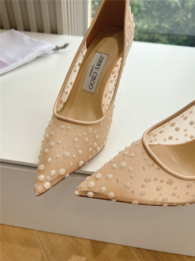 Jimmy Choo Brown Mesh Pumps with Dégradé Crystals