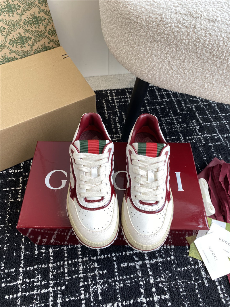 Gucci Red Lace-Up Sneakers for Ladies
