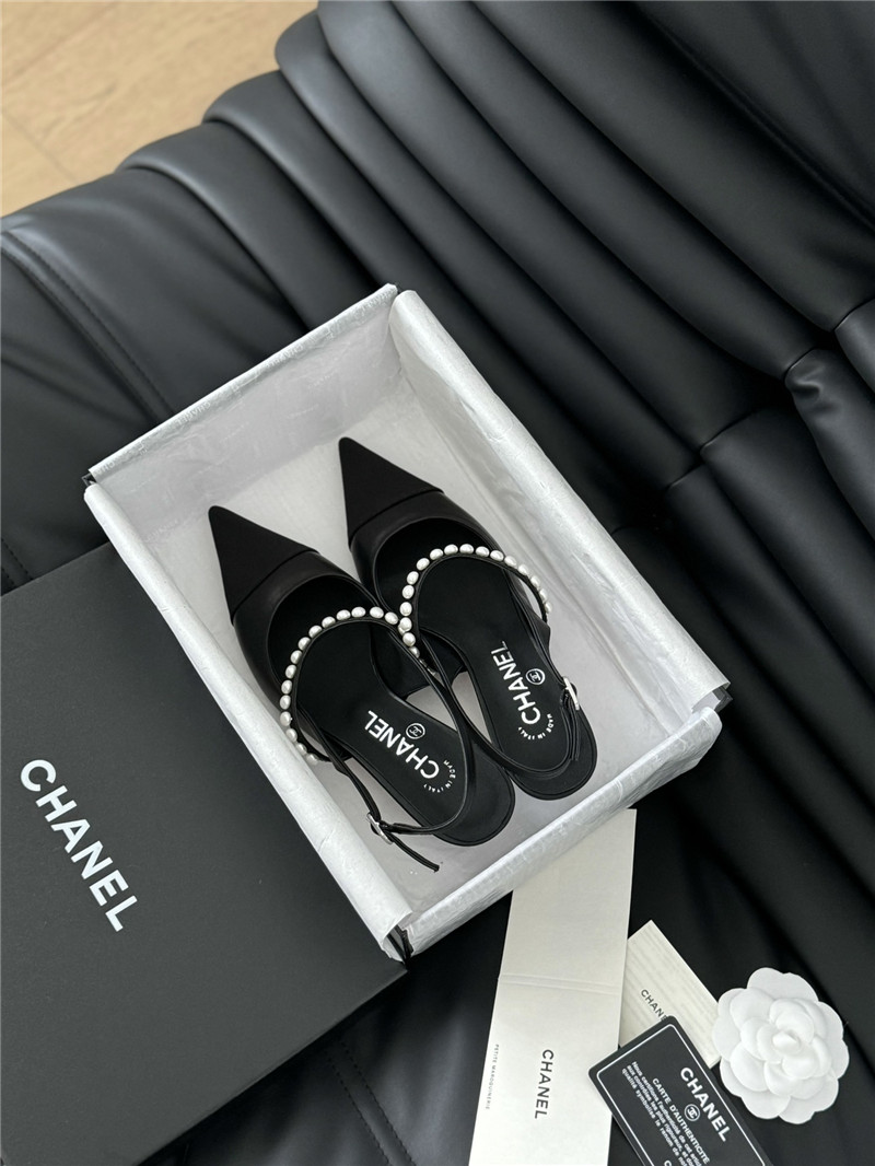 Ch**el kitten heel slingback mules