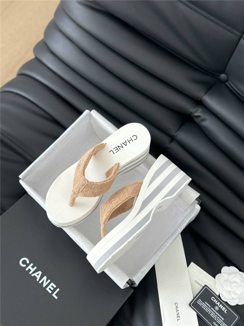 Ch**el platform wedge heel slippers