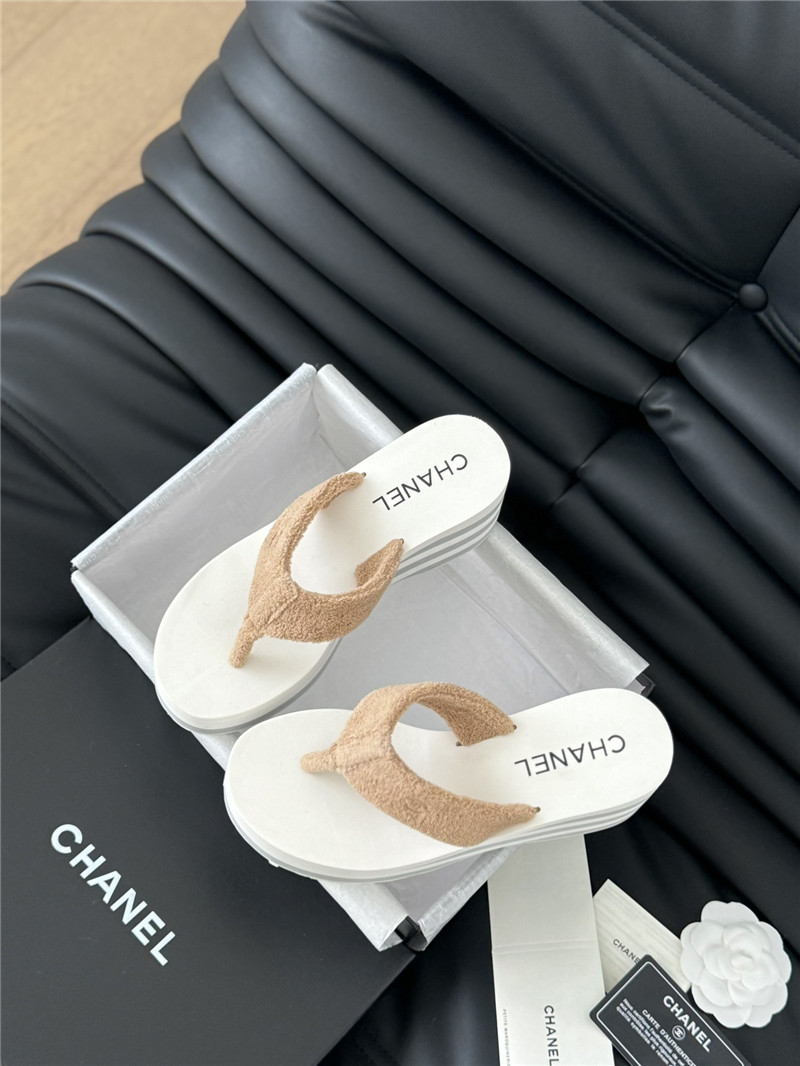 Ch**el platform wedge heel slippers