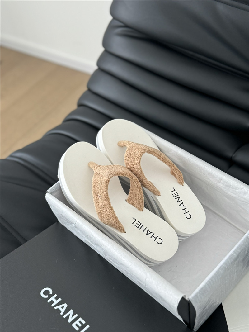 Ch**el platform wedge heel slippers