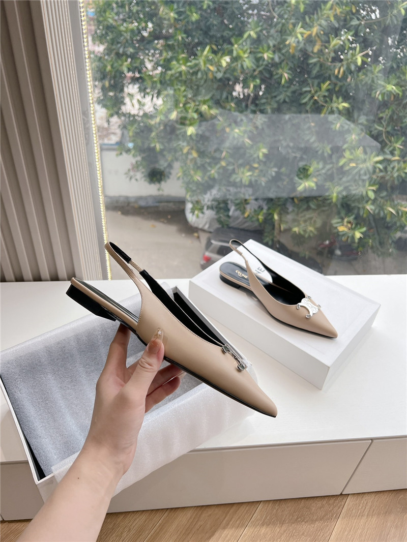 Celine Alma Triomphe Slingback Flat in Beige