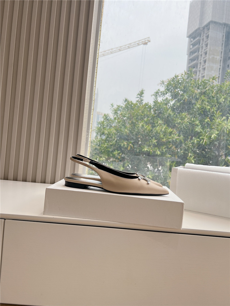 Celine Alma Triomphe Slingback Flat in Beige