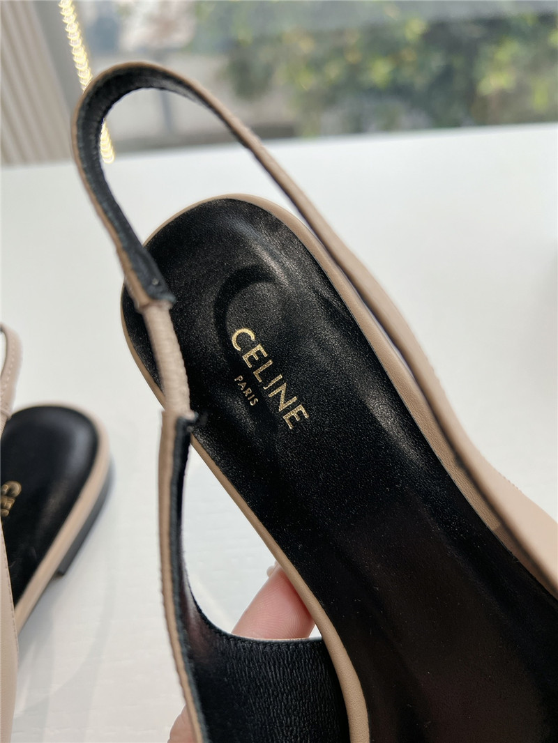 Celine Alma Triomphe Slingback Flat in Beige