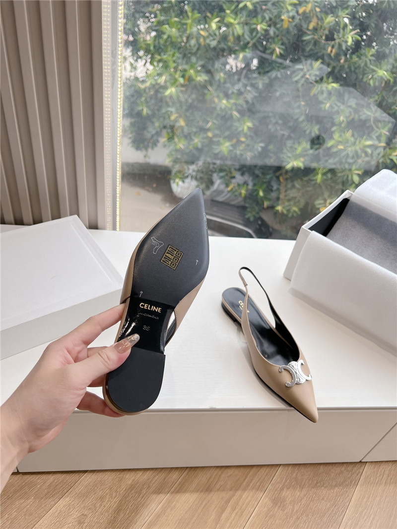 Celine Alma Triomphe Slingback Flat in Beige