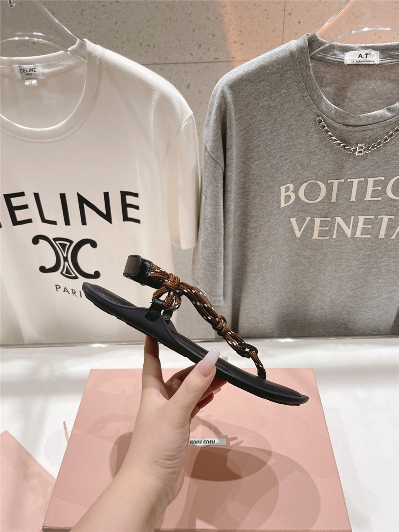 Miu Miu Riviere Brown Leather Cord Sandals