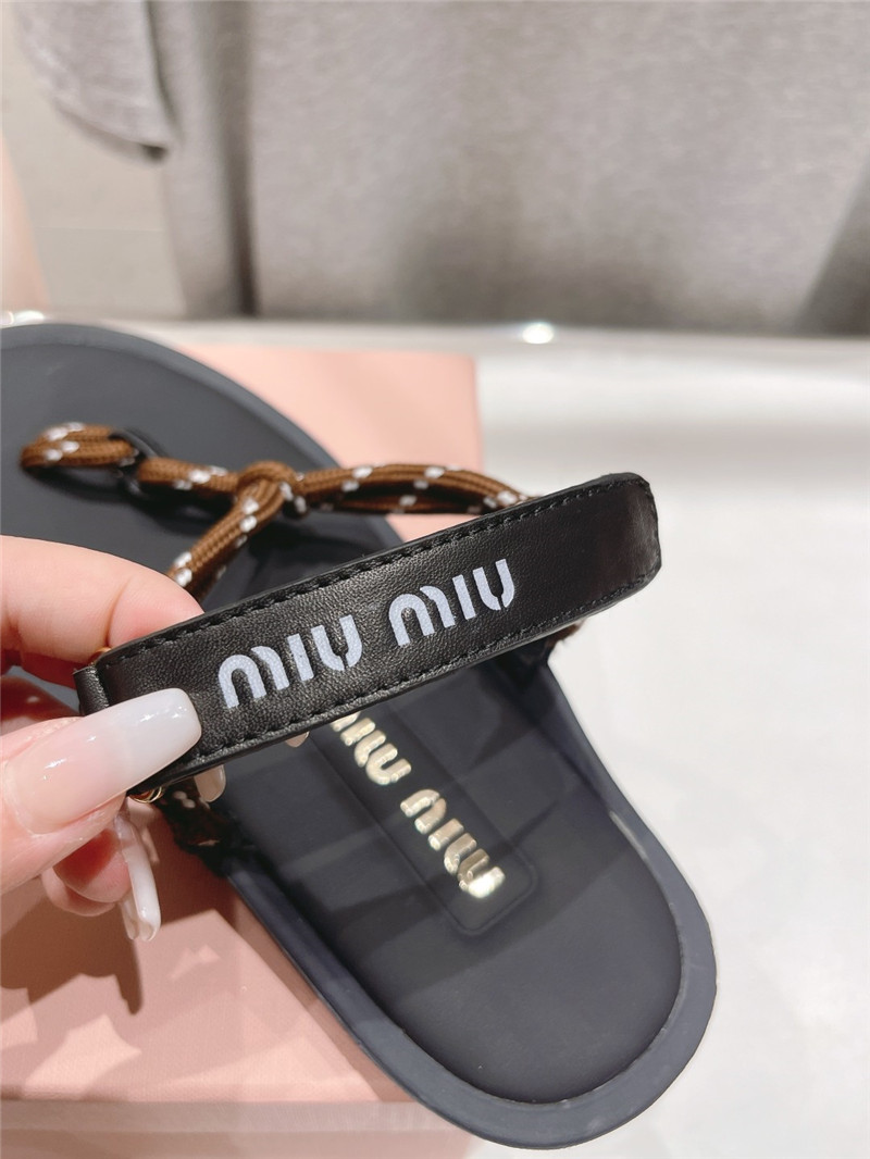 Miu Miu Riviere Brown Leather Cord Sandals