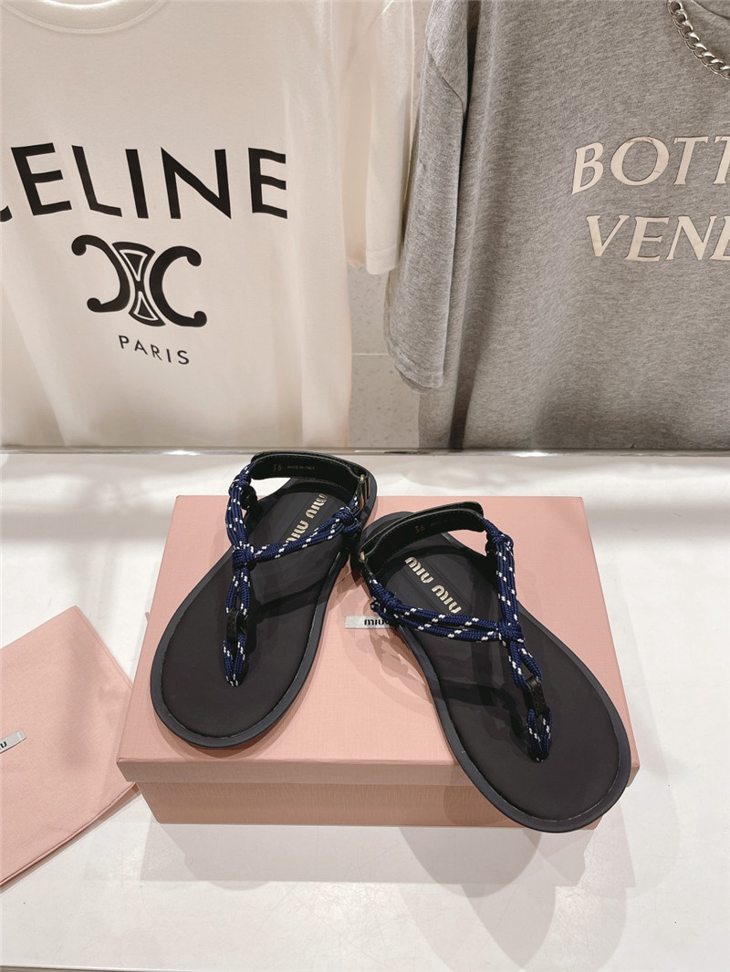 Miu Miu Riviere Cord and Leather Sandals