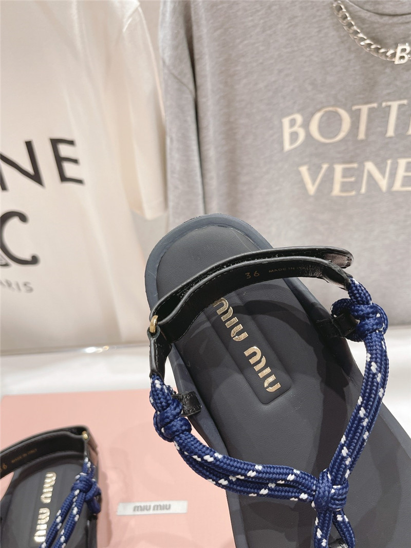 Miu Miu Riviere Cord and Leather Sandals