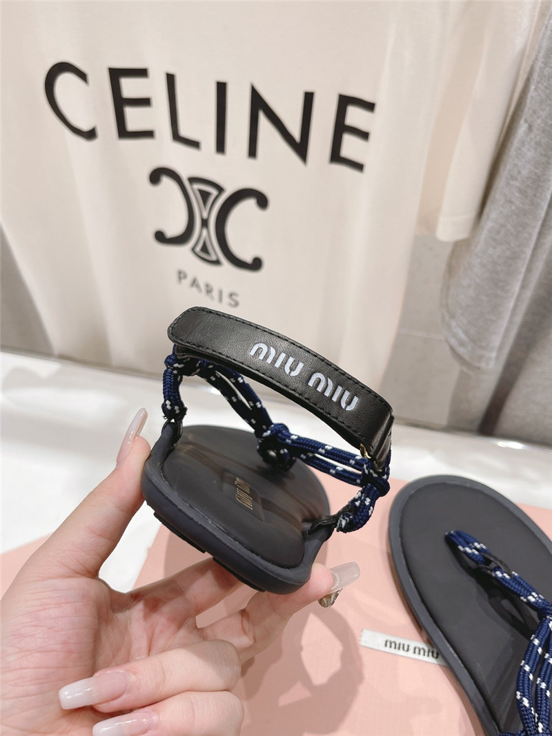 Miu Miu Riviere Cord and Leather Sandals