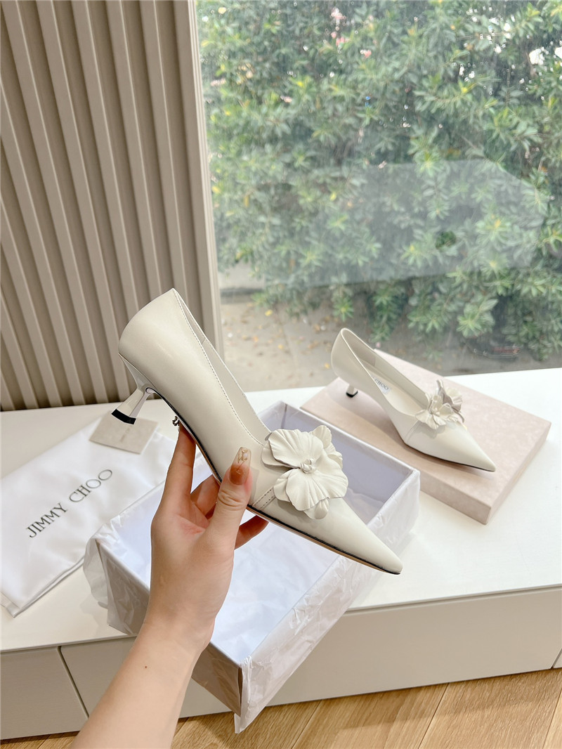 Jimmy Choo Rosalia White Leather Pumps