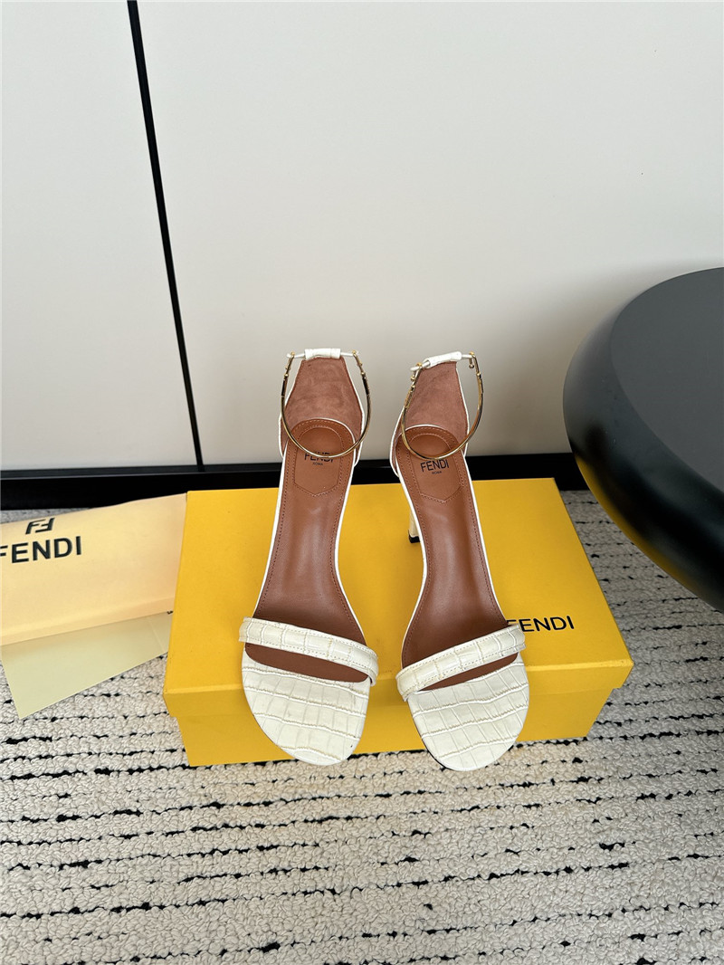 Fendi Keefa White Leather Slingback Sandals