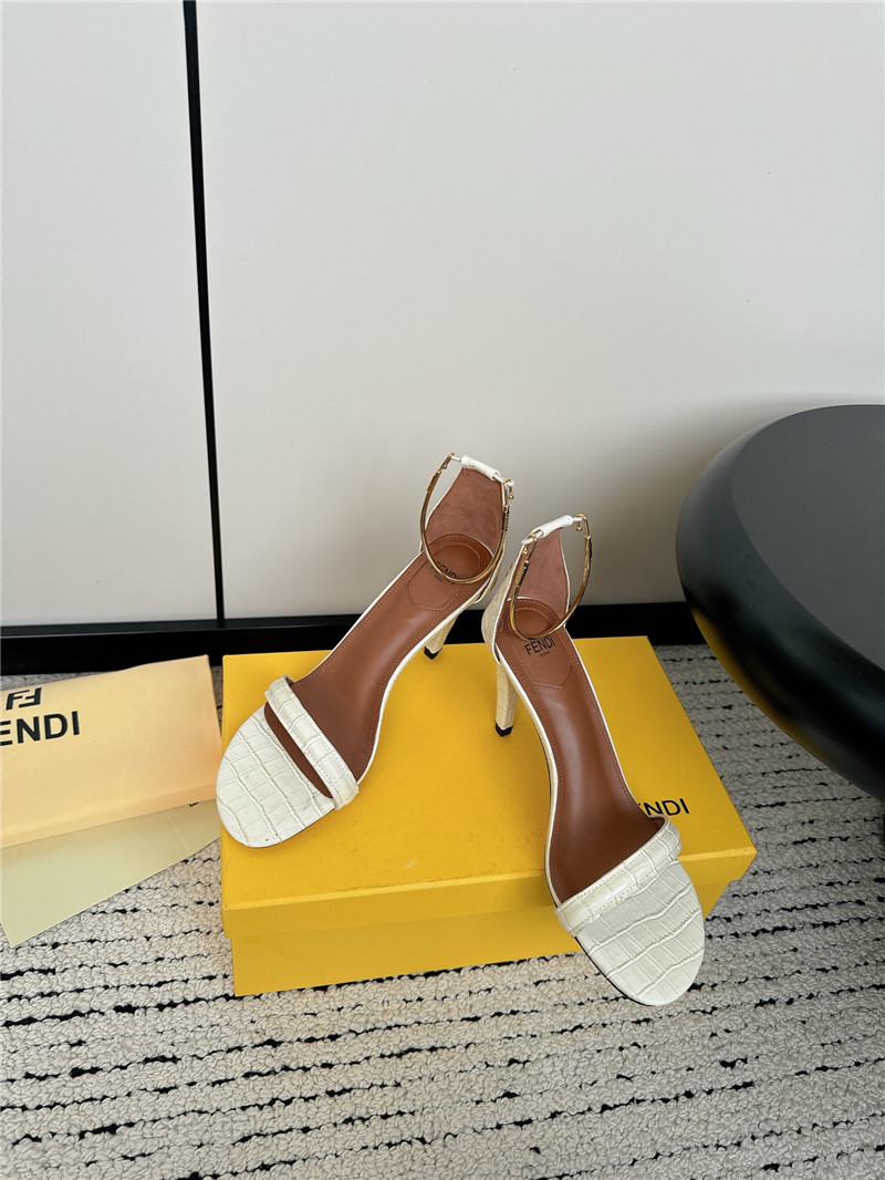 Fendi Keefa White Leather Slingback Sandals