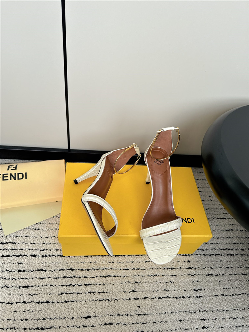 Fendi Keefa White Leather Slingback Sandals