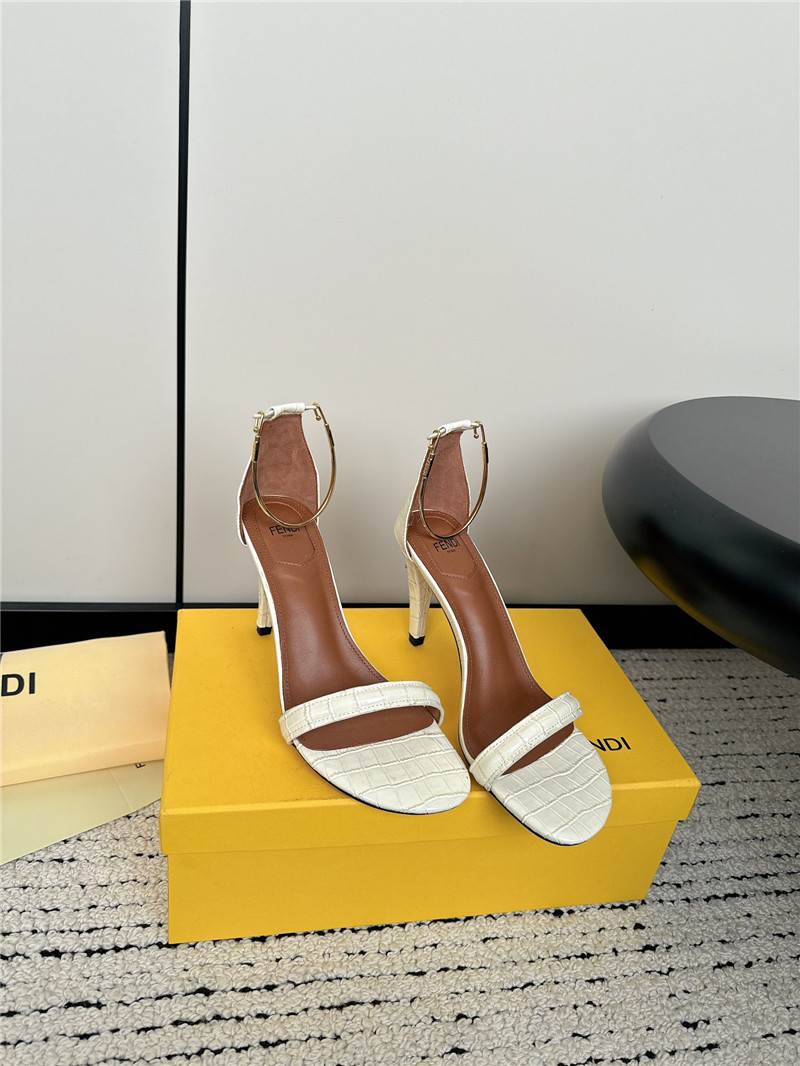 Fendi Keefa White Leather Slingback Sandals