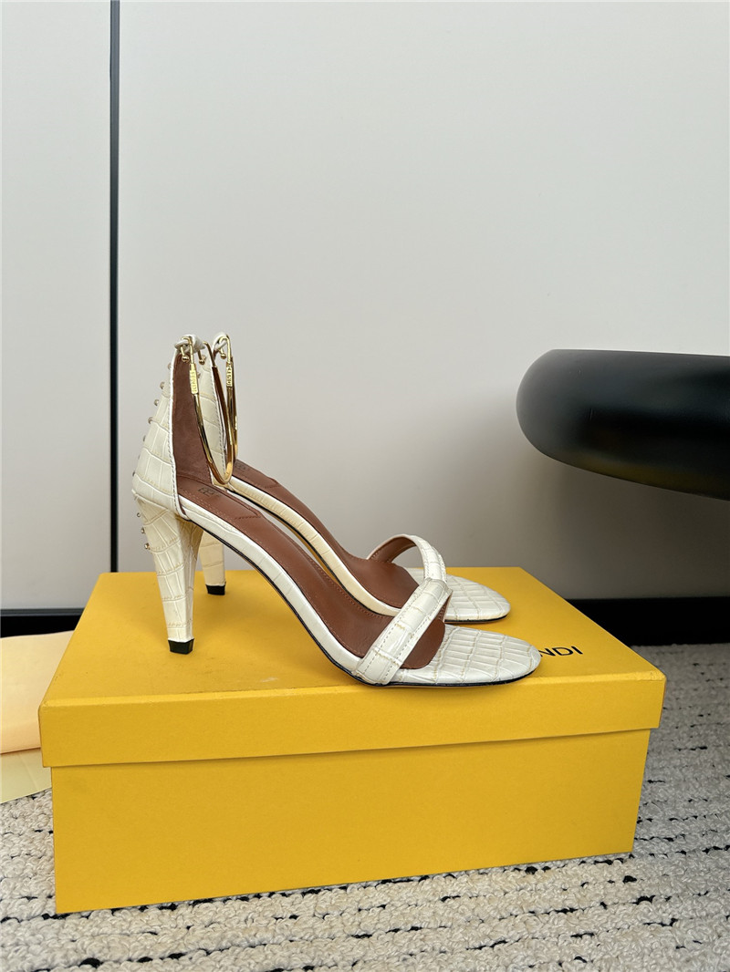 Fendi Keefa White Leather Slingback Sandals
