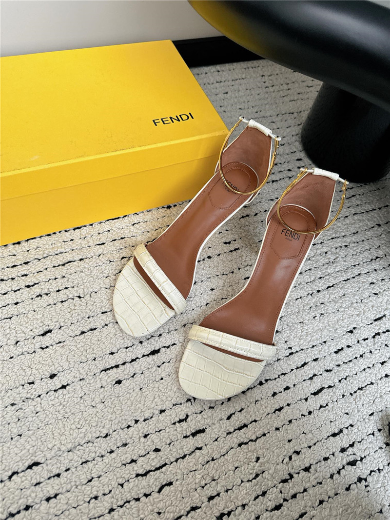 Fendi Keefa White Leather Slingback Sandals