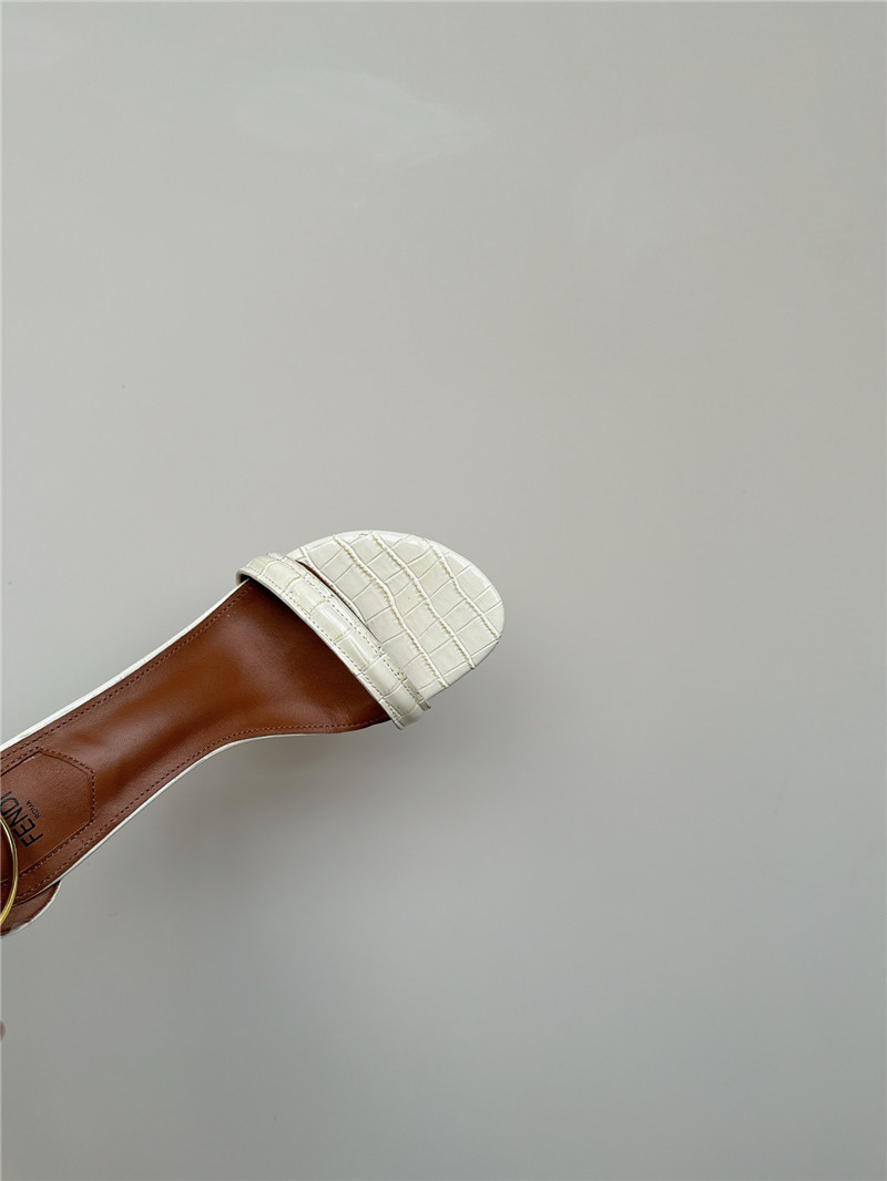 Fendi Keefa White Leather Slingback Sandals