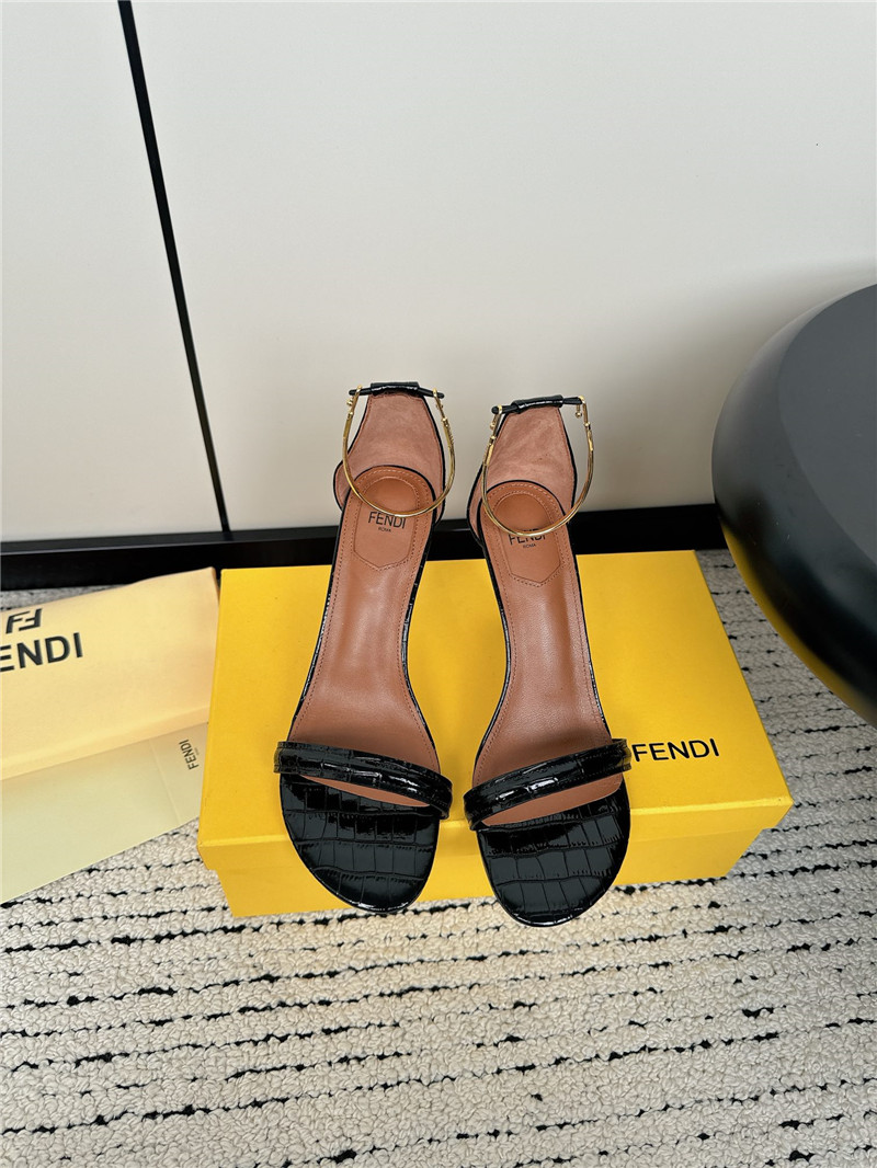 Fendi Keefa Black Leather Slingback Sandals