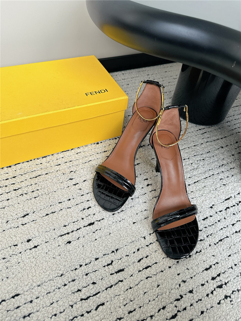 Fendi Keefa Black Leather Slingback Sandals