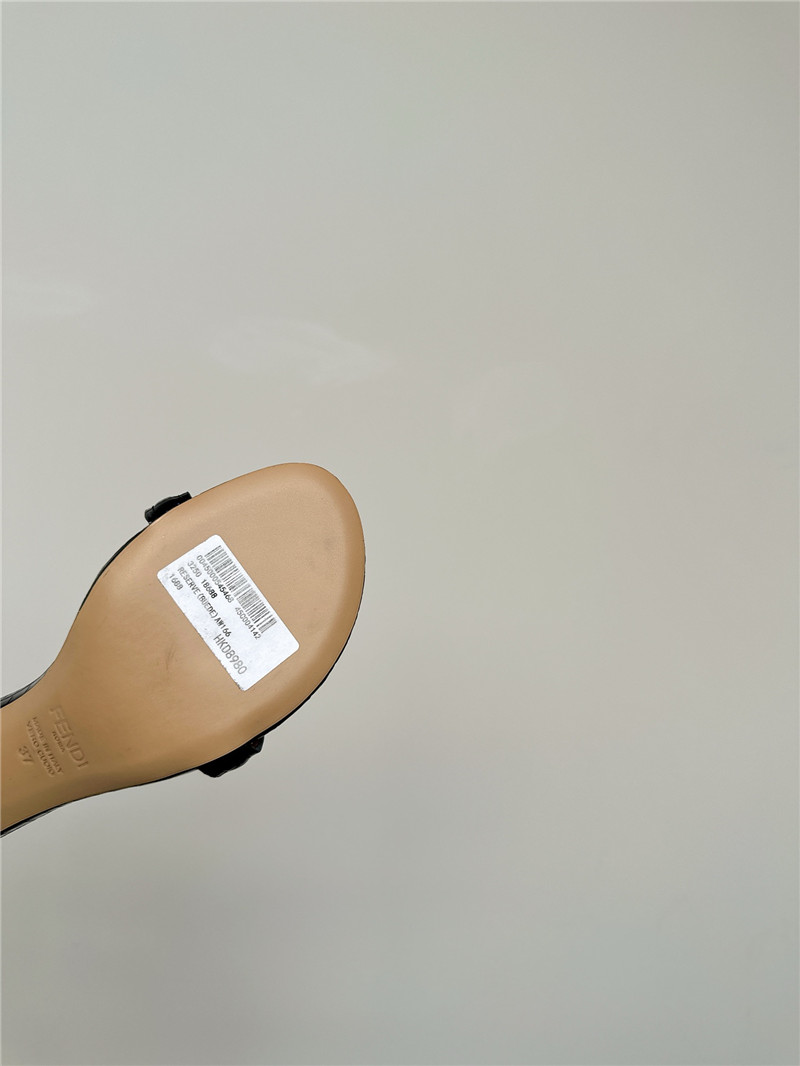 Fendi Keefa Black Leather Slingback Sandals