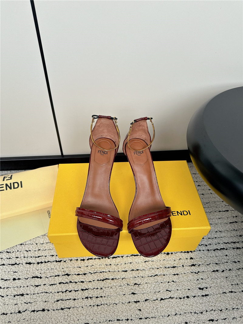 Fendi Keefa Burgundy Leather Slingback Sandals