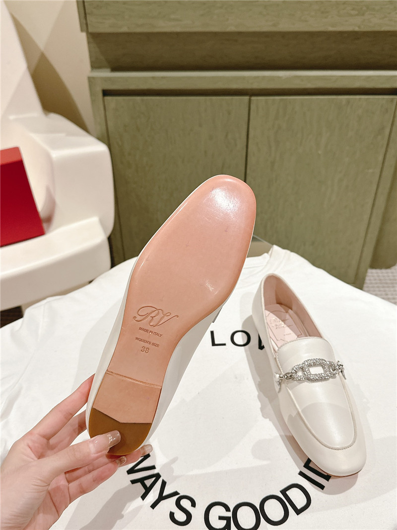 Roger Vivier Embellished White Leather Loafers