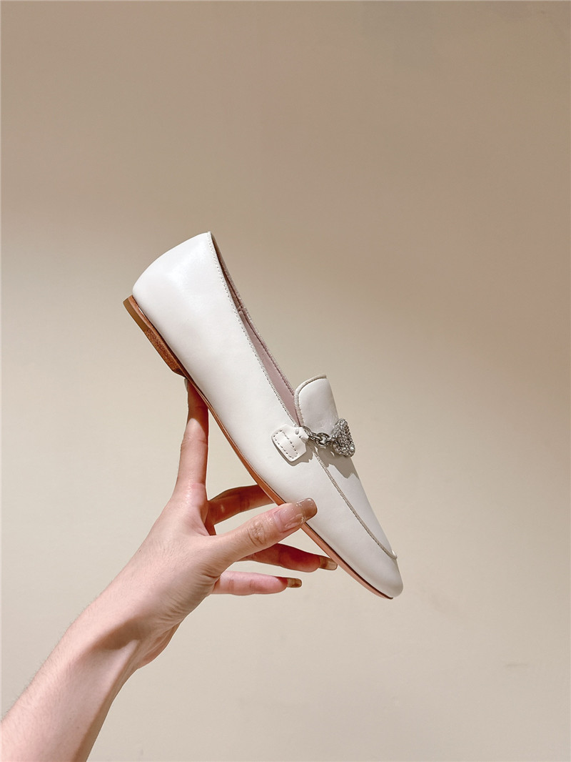 Roger Vivier Embellished White Leather Loafers