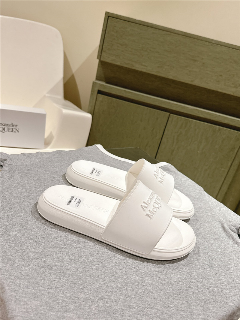 Alexander McQueen White Logo Flip Flops