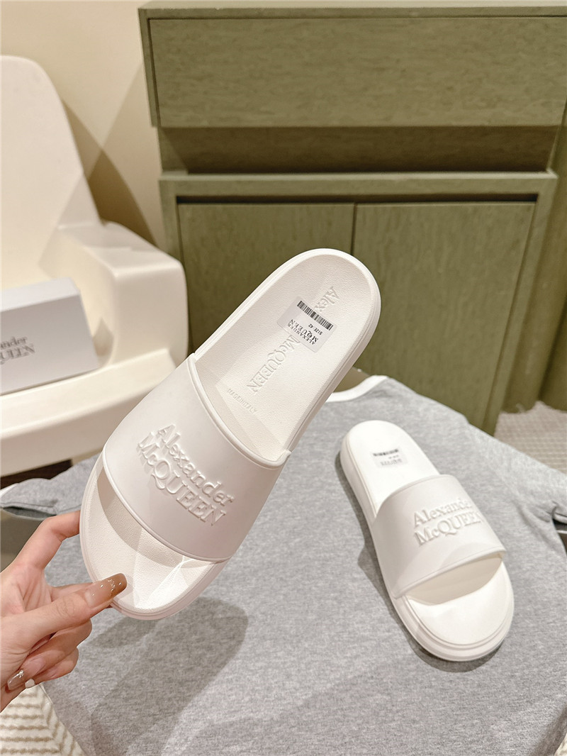 Alexander McQueen White Logo Flip Flops