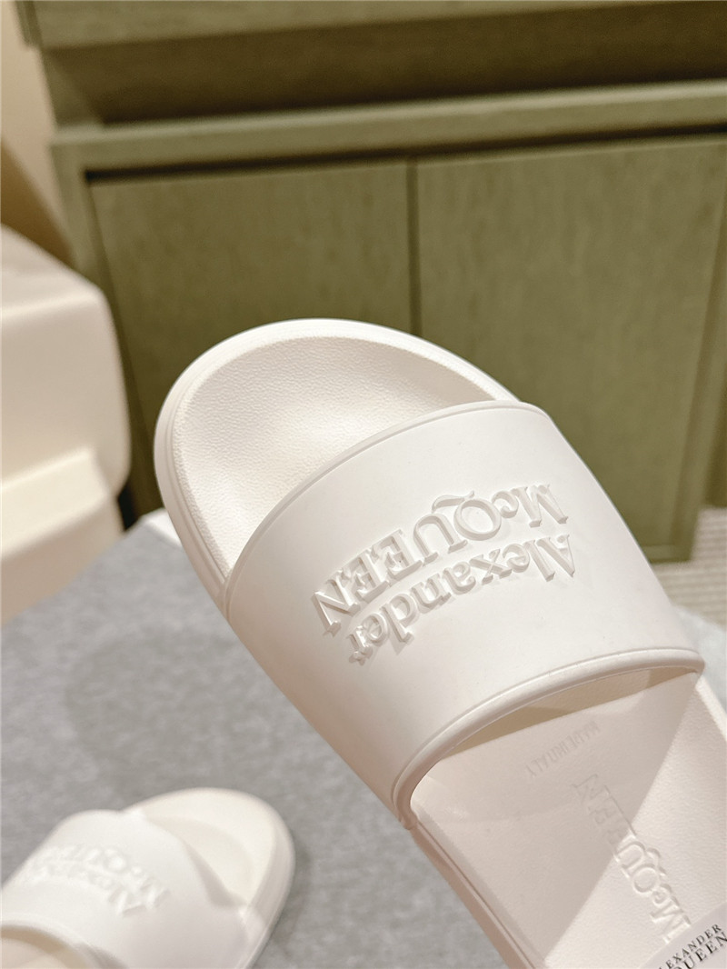 Alexander McQueen White Logo Flip Flops