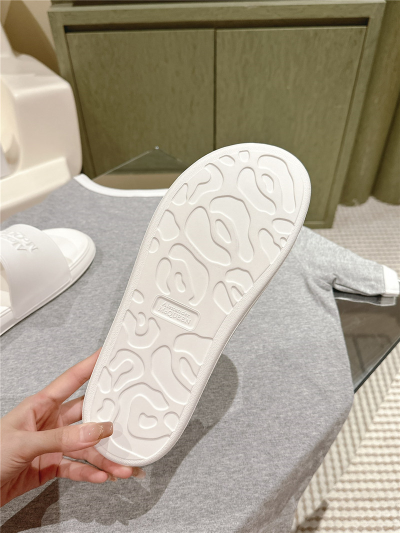 Alexander McQueen White Logo Flip Flops