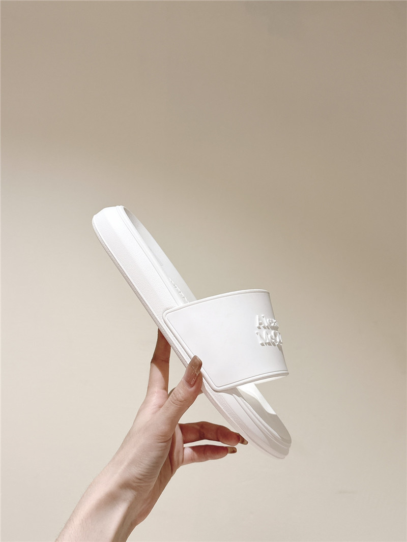 Alexander McQueen White Logo Flip Flops