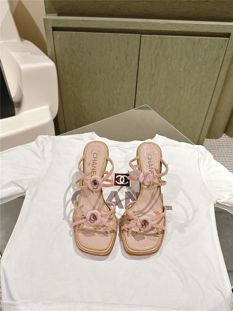 Ch**el strappy camellia heels