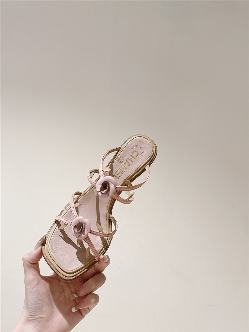 Ch**el strappy camellia heels