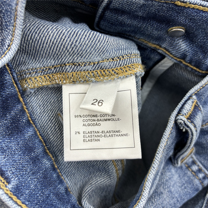 Ch**el chain embellished denim shorts replica clothes