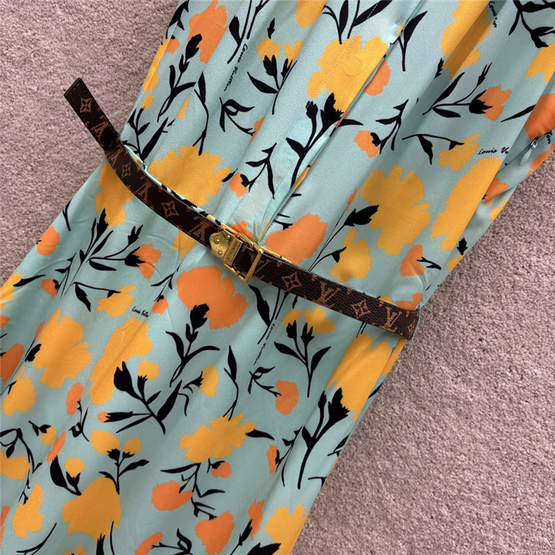 l0vis Vvtt0n lv floral print blue sleeveless dress replica clothes
