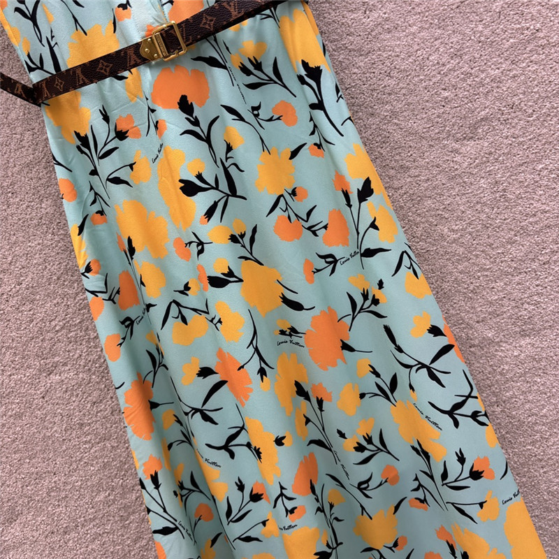 l0vis Vvtt0n lv floral print blue sleeveless dress replica clothes