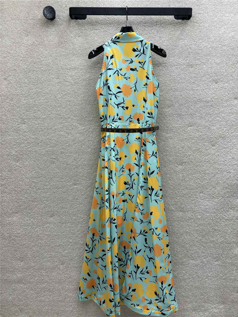 l0vis Vvtt0n lv floral print blue sleeveless dress replica clothes